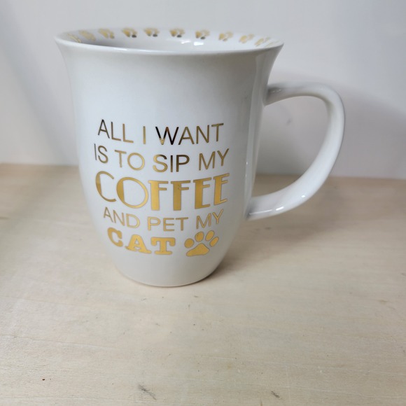 Strawberry Street All I Want Is Coffee & Pet My Cat‎ White Mug - Picture 2 of 6